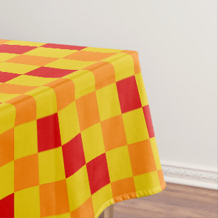 Red Orange Yellow Checkered Pattern Design Tablecloth