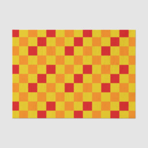 Red Orange Yellow Checkered Pattern Design  Tissue Paper