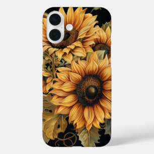 RED ORANGE YELLOW FALL SUNFLOWER FLOWERS iPhone 16 PLUS CASE