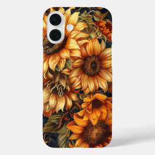 RED ORANGE YELLOW FALL SUNFLOWER FLOWERS iPhone 16 PLUS CASE