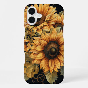 RED ORANGE YELLOW FALL SUNFLOWER FLOWERS iPhone 16 PLUS CASE