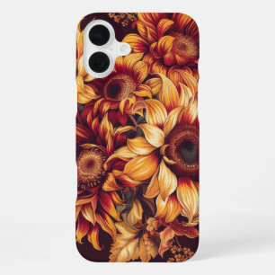 RED ORANGE YELLOW FALL SUNFLOWER FLOWERS iPhone 16 PLUS CASE