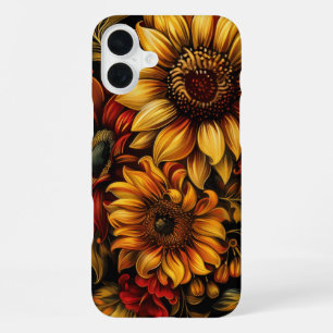 RED ORANGE YELLOW FALL SUNFLOWER FLOWERS iPhone 16 PLUS CASE