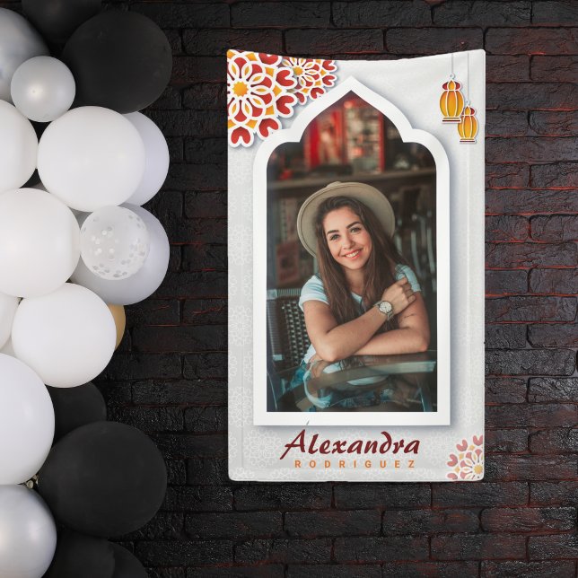 Red Orange Yellow Flower Arabian Night Quinceañera Banner (Creator Uploaded)