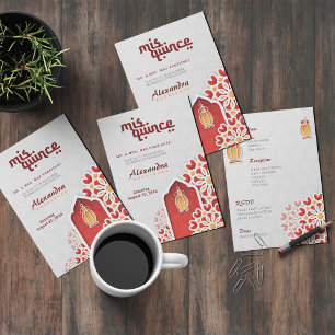 Red Orange Yellow Flower Arabian Night Quinceañera Invitation