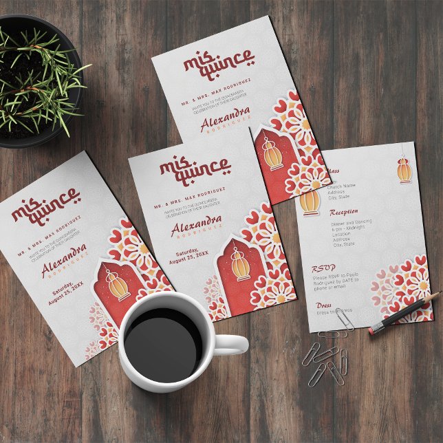 Red Orange Yellow Flower Arabian Night Quinceañera Invitation (Creator Uploaded)