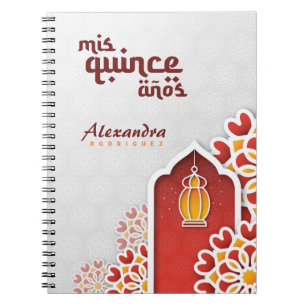 Red Orange Yellow Flower Arabian Night Quinceañera Notebook