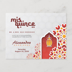 Red Orange Yellow Flower Arabian Night Quinceañera Postcard