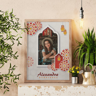 Red Orange Yellow Flower Arabian Night Quinceañera Poster