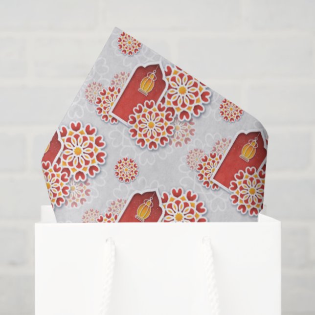Red Orange Yellow Flower Arabian Night Quinceañera Tissue Paper (Gift Bag)