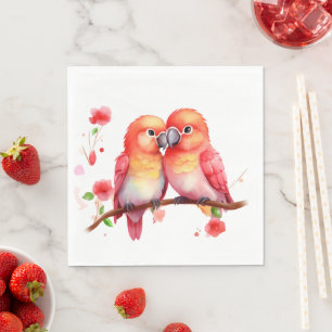 Red Orange Yellow Lovebirds  Napkin
