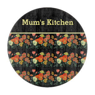 Red Orange Yellow Poppy Flowers Poppies Floral Art Cutting Board