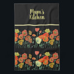 Red Orange Yellow Poppy Flowers Poppies Floral Art Tea Towel<br><div class="desc">Poppy Flowers Poppy Floral Watercolor Art ,  with a fully customizable name. Designed from my original watercolor painting.</div>
