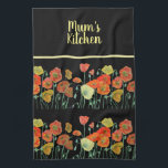 Red Orange Yellow Poppy Flowers Poppies Floral Art Tea Towel<br><div class="desc">Poppy Flowers Poppy Floral Watercolor Art ,  with a fully customizable name. Designed from my original watercolor painting.</div>