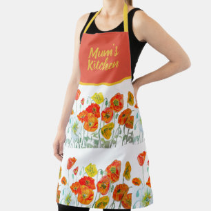 Red Orange Yellow Poppy Flowers Poppies Flower Apron