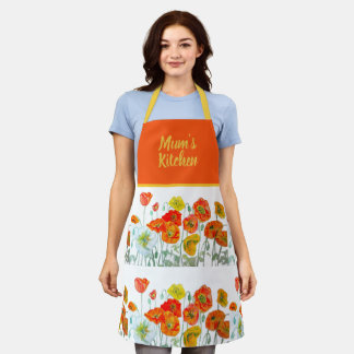 Red Orange Yellow Poppy Flowers Poppies Flower Apron