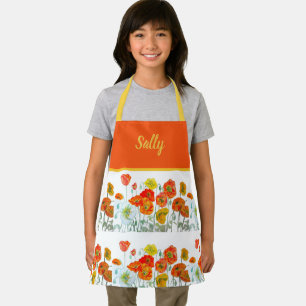 Red Orange Yellow Poppy Flowers Poppies Flower Apron
