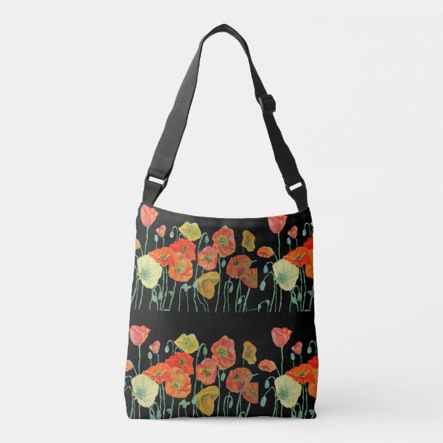 Red Orange Yellow Poppy Poppies floral Flower Bag (Front)