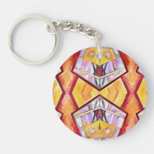 Red Orange Yellow Purple Abstract Fractal ~  Key Ring