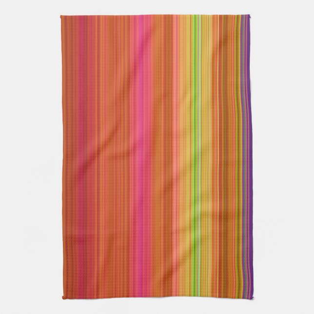 Red Orange Yellow stripes kitchen towel (Vertical)