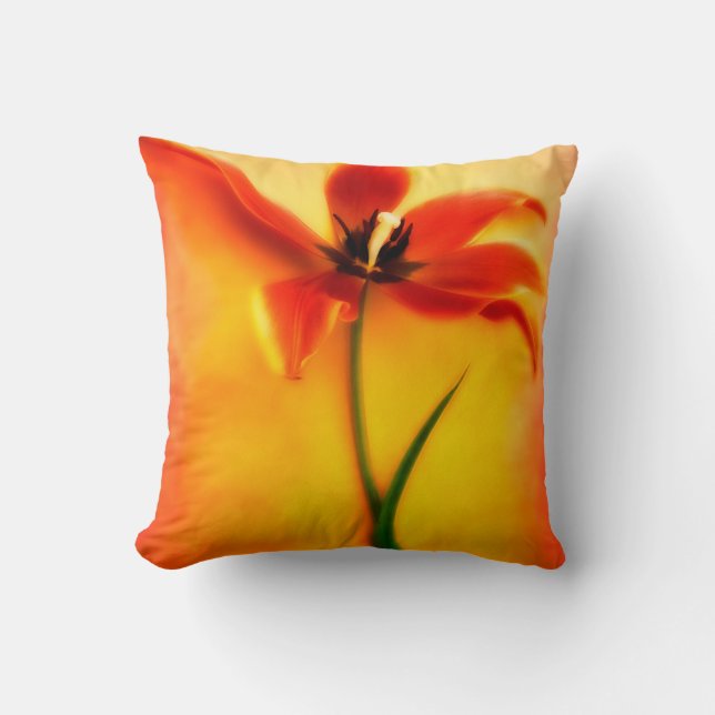 Red Orange  Yellow Tulip Flower Tulips Floral Cushion (Front)