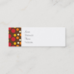 Red Orange Yellow White Brown Polka Dots Pattern Mini Business Card