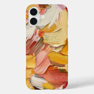 RED ORANGE YELLOW WHITE PAINT BRUSH STROKES iPhone 16 PLUS CASE