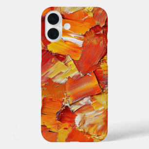 RED ORANGE YELLOW WHITE PAINT BRUSH STROKES iPhone 16 PLUS CASE