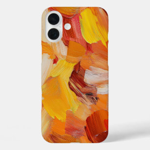 RED ORANGE YELLOW WHITE PAINT BRUSH STROKES iPhone 16 PLUS CASE