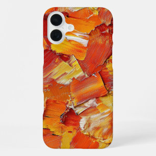 RED ORANGE YELLOW WHITE PAINT BRUSH STROKES iPhone 16 PLUS CASE