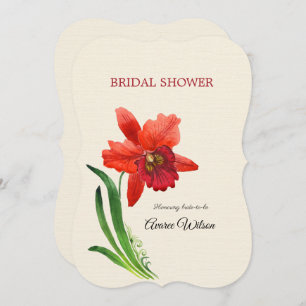  Red Orchid Bridal Shower Invitation