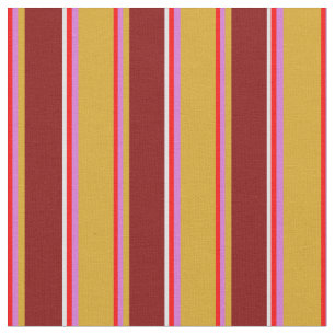 Red, Orchid, Goldenrod, Maroon & Lavender Lines Fabric