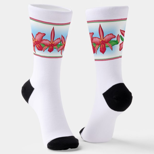 Red Orchid Socks (Angled)