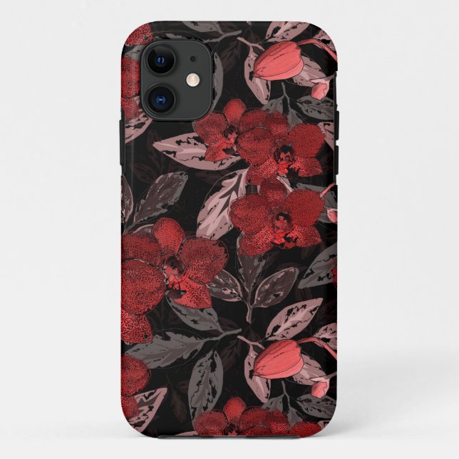 Red orchids on black. Case-Mate iPhone case (Back)