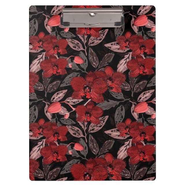 Red orchids on black. clipboard (Front)