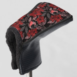Red orchids on black. golf head cover