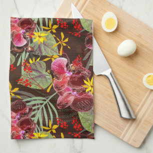 Red orchids. tea towel