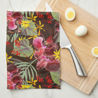 Red orchids. tea towel