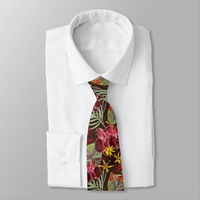 Red orchids. tie (Tied)