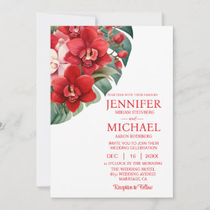 Red Orchids Winter Summer Wedding Invitations