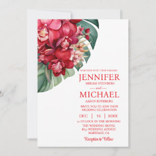 Red Orchids Winter Summer Wedding Invitations