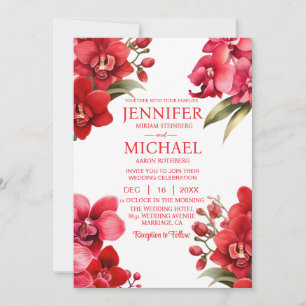 Red Orchids Winter Summer Wedding Invitations