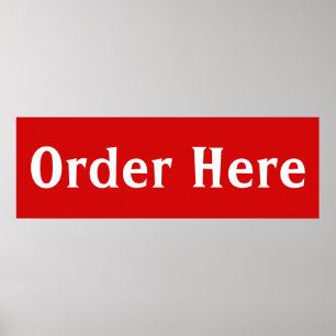 Red Order Here Diner Wall Art Poster Print