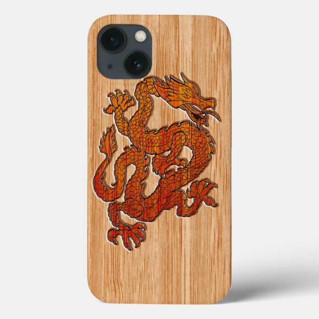 Red Oriental Dragon on Bamboo style Case-Mate iPhone Case (Back)