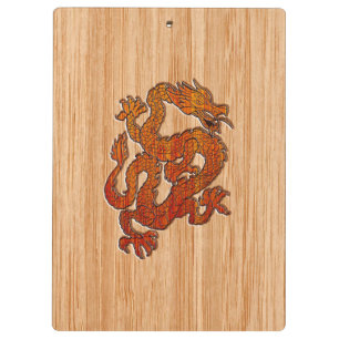 Red Oriental Dragon on Bamboo style Clipboard
