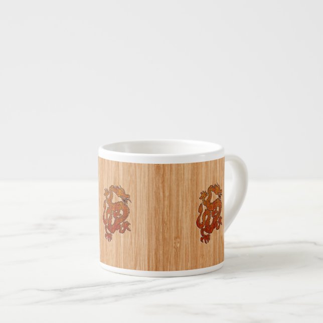 Red Oriental Dragon on Bamboo style Espresso Cup (Front Right)