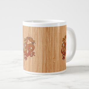 Red Oriental Dragon on Bamboo style Large Coffee Mug