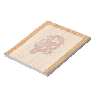 Red Oriental Dragon on Bamboo style Notepad