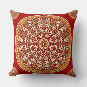 Red oriental floral pattern cushion