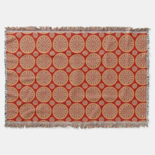 Red oriental floral pattern throw blanket